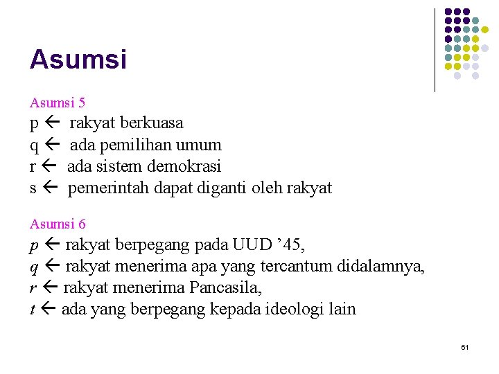 Asumsi 5 p q r s rakyat berkuasa ada pemilihan umum ada sistem demokrasi