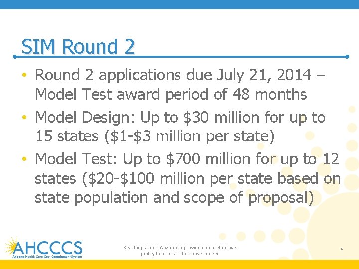 SIM Round 2 • Round 2 applications due July 21, 2014 – Model Test