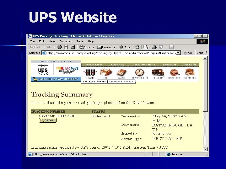 UPS Website 