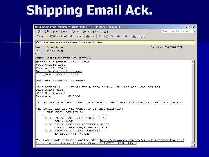Shipping Email Ack. 
