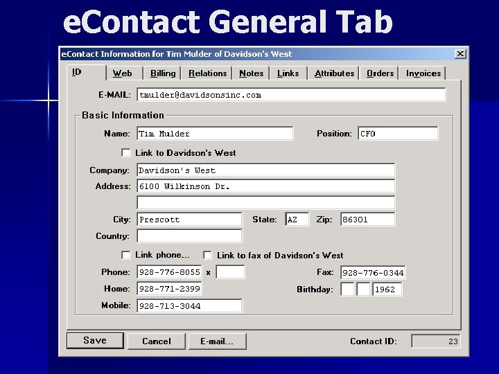 e. Contact General Tab 