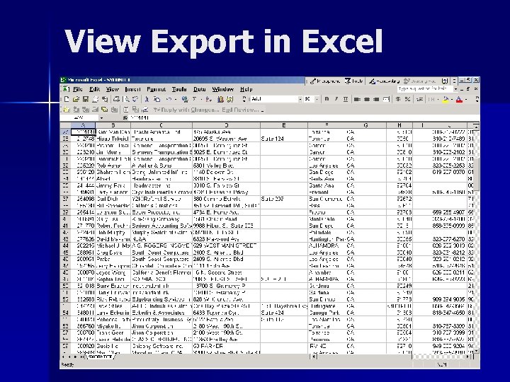 View Export in Excel 