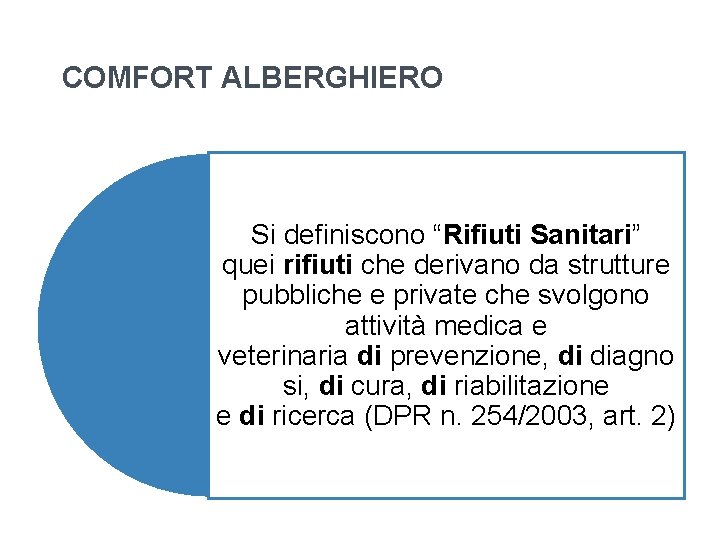 COMFORT ALBERGHIERO Si definiscono “Rifiuti Sanitari” quei rifiuti che derivano da strutture pubbliche e COMFORT ALBERGHIERO Si definiscono “Rifiuti Sanitari” quei rifiuti che derivano da strutture pubbliche e