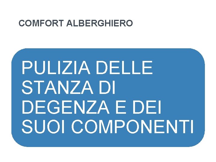 COMFORT ALBERGHIERO PULIZIA DELLE STANZA DI DEGENZA E DEI SUOI COMPONENTI COMFORT ALBERGHIERO PULIZIA DELLE STANZA DI DEGENZA E DEI SUOI COMPONENTI