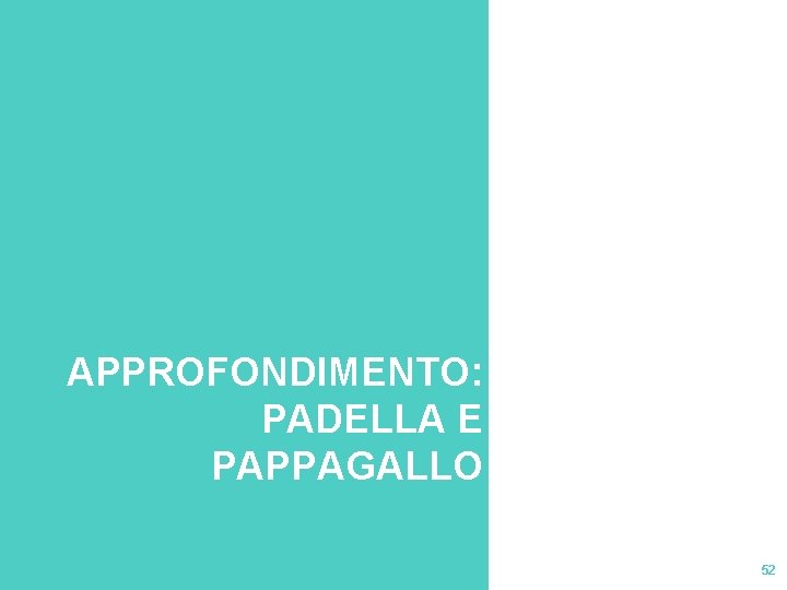 APPROFONDIMENTO: PADELLA E PAPPAGALLO 52 APPROFONDIMENTO: PADELLA E PAPPAGALLO 52