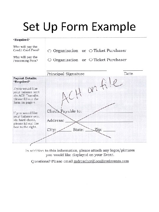 Set Up Form Example 