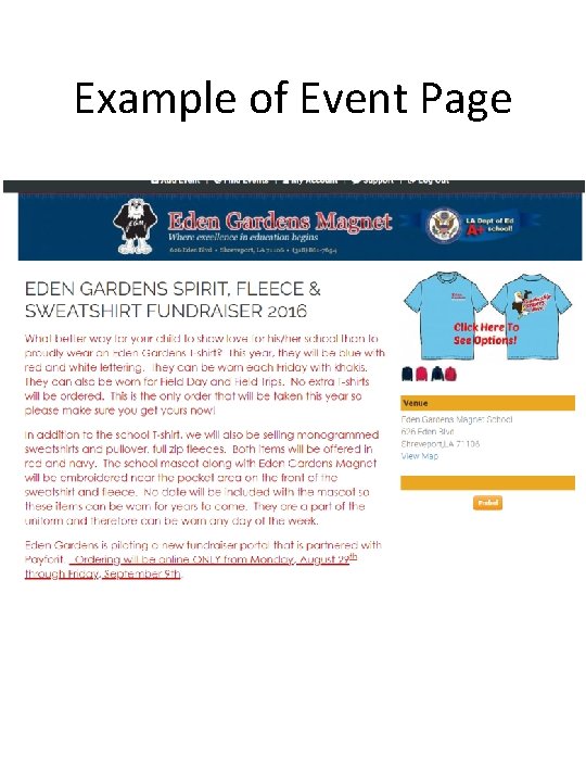 Example of Event Page 