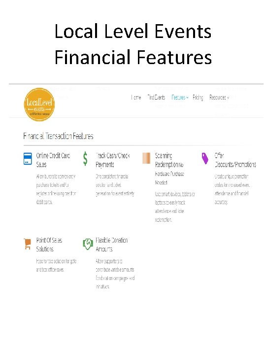 Local Level Events Financial Features 