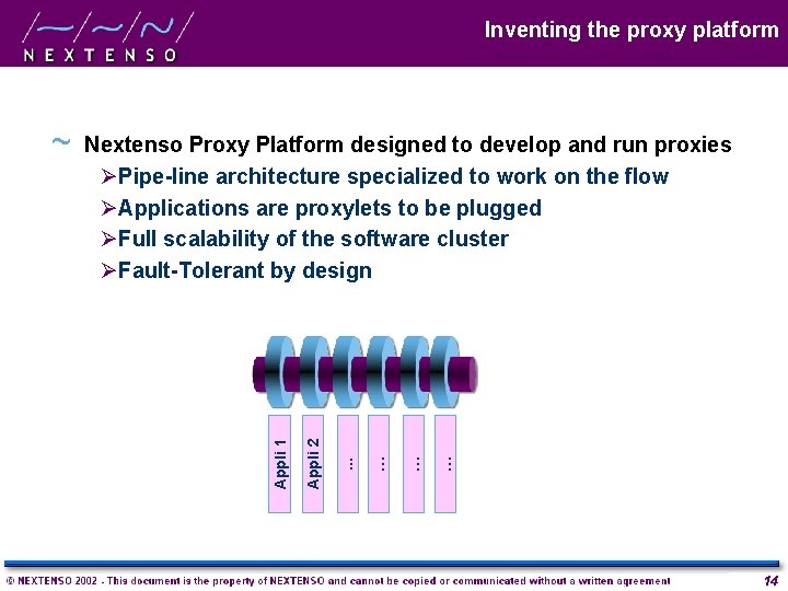 Inventing the proxy platform … … Appli 2 Nextenso Proxy Platform designed to develop