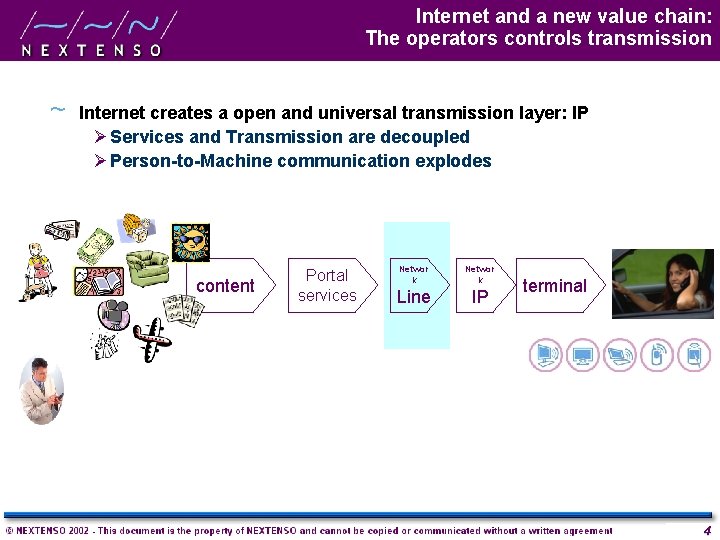 Internet and a new value chain: The operators controls transmission ~ Internet creates a