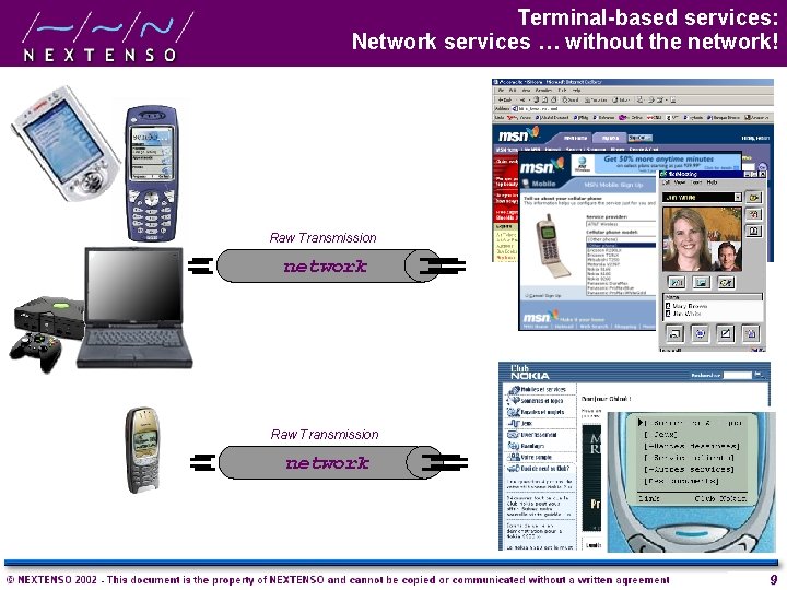 Terminal-based services: Network services … without the network! Raw Transmission network 9 