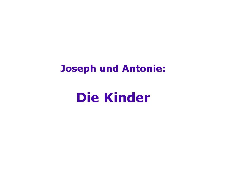 Joseph und Antonie: Die Kinder 