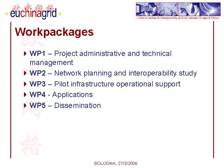 Workpackages 4 WP 1 – Project administrative and technical management 4 WP 2 –