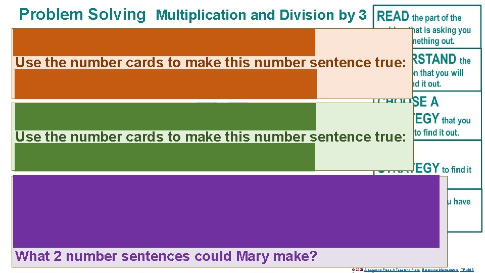 Problem Solving Multiplication and Division by 3 There are 2 number cards. 3 1