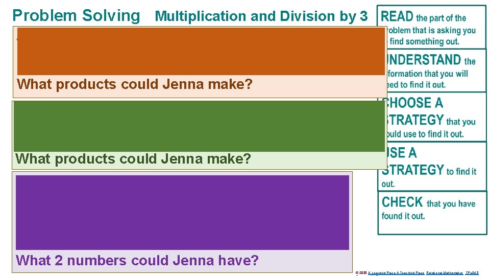 Problem Solving Multiplication and Division by 3 Jenna has 2 cards. 2 3 She