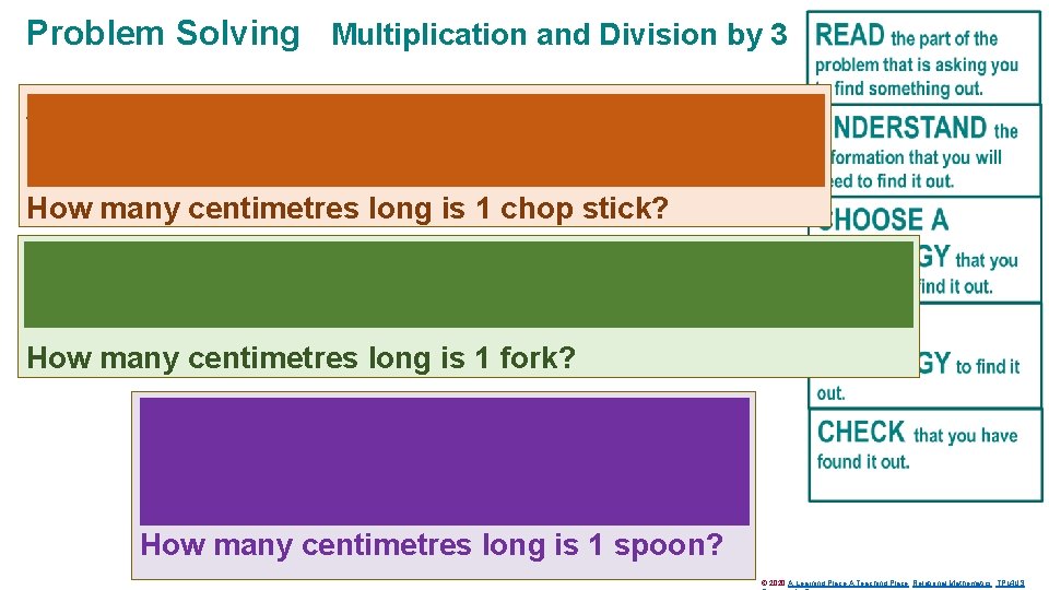 Problem Solving Multiplication and Division by 3 A fork is 7 centimetres long. 3