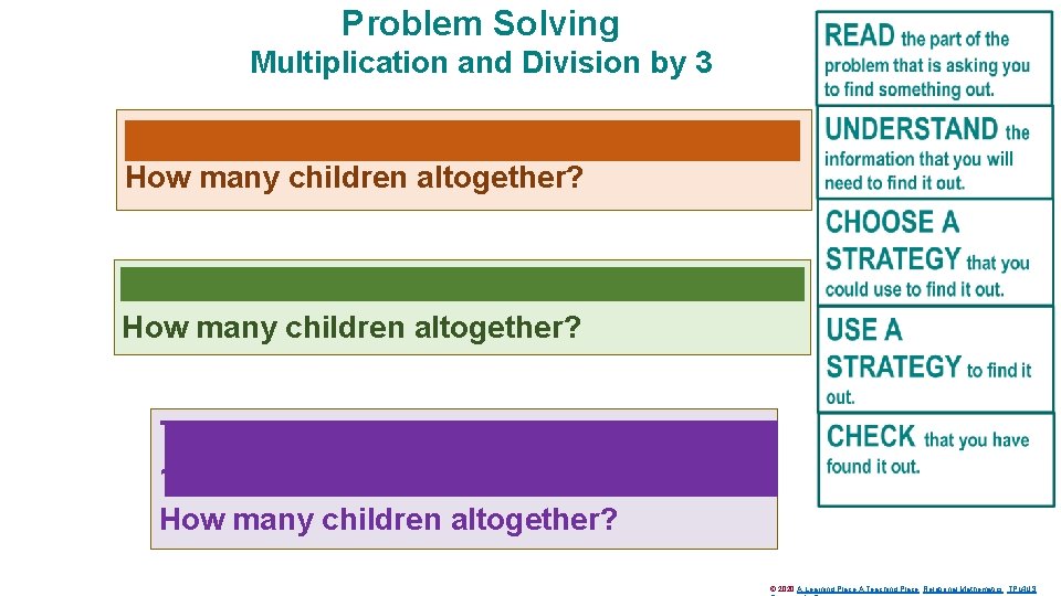 Problem Solving Multiplication and Division by 3 The school had 3 classes of 33
