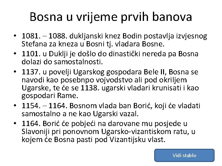 Bosna u vrijeme prvih banova • 1081. – 1088. dukljanski knez Bodin postavlja izvjesnog