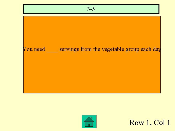 3 -5 You need ____ servings from the vegetable group each day Row 1,