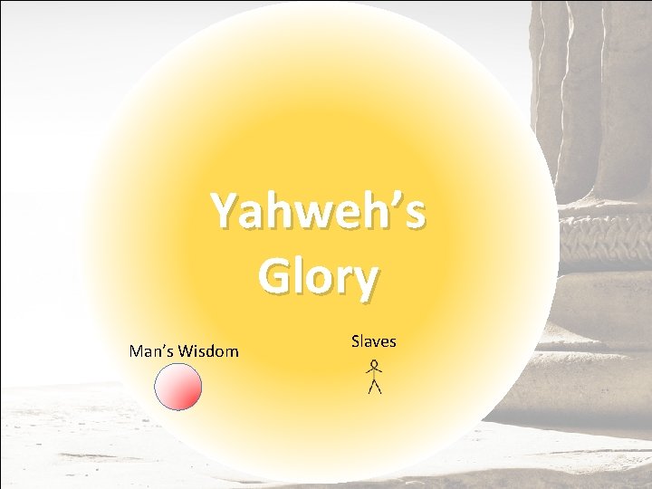 Yahweh’s Glory Man’s Wisdom Slaves 