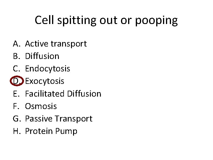 Cell spitting out or pooping A. B. C. D. E. F. G. H. Active