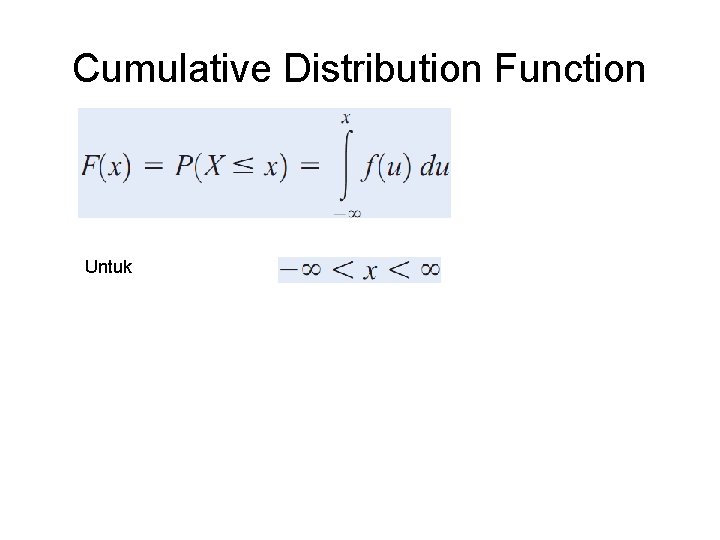 Cumulative Distribution Function Untuk 