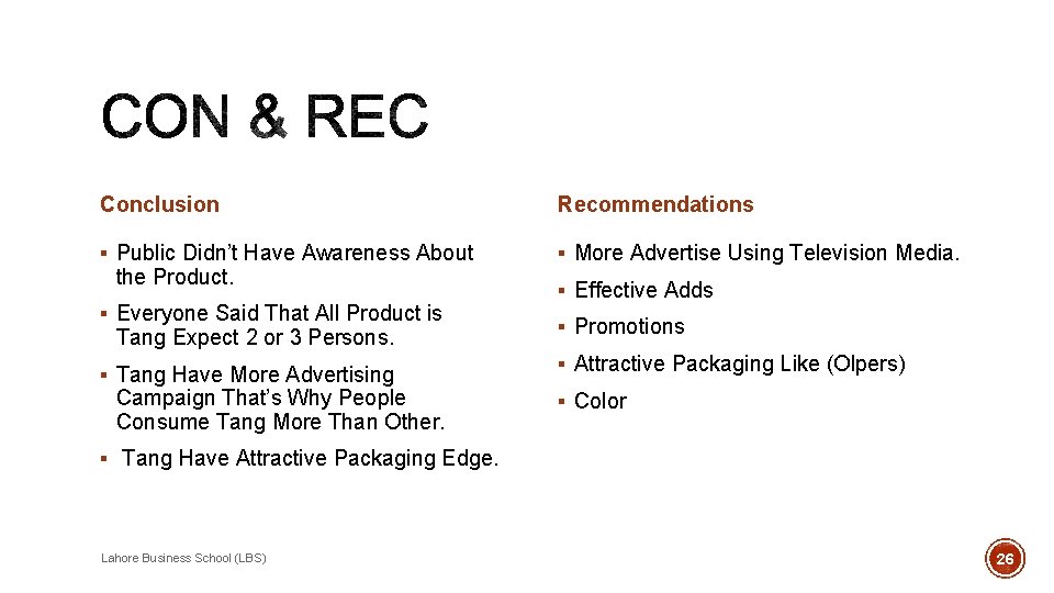 Conclusion Recommendations § Public Didn’t Have Awareness About § More Advertise Using Television Media.