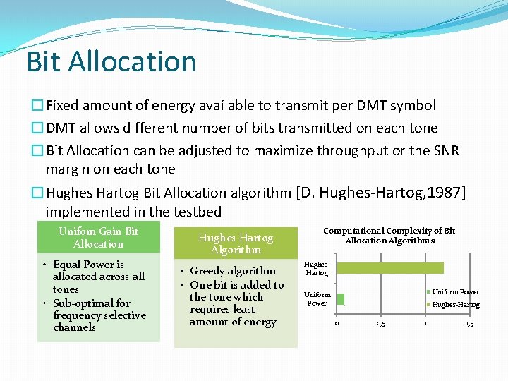 Bit Allocation �Fixed amount of energy available to transmit per DMT symbol �DMT allows