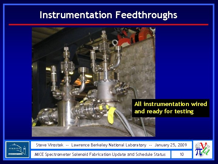 Instrumentation Feedthroughs All instrumentation wired and ready for testing Steve Virostek -- Lawrence Berkeley