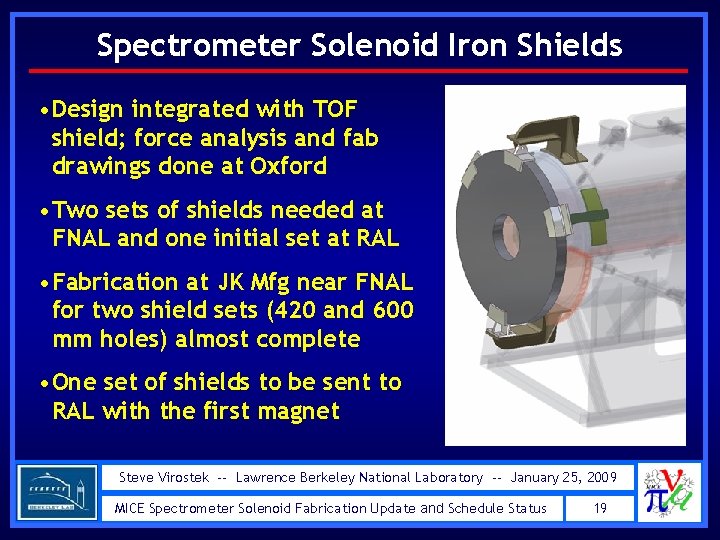 Spectrometer Solenoid Iron Shields • Design integrated with TOF shield; force analysis and fab