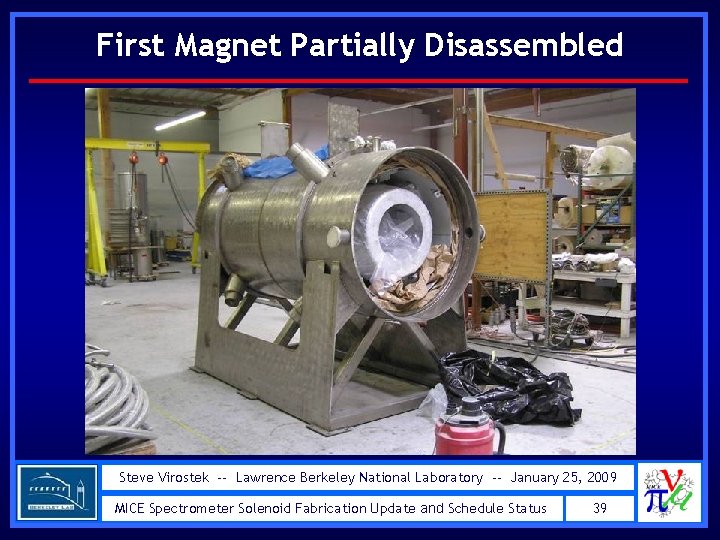 First Magnet Partially Disassembled Steve Virostek -- Lawrence Berkeley National Laboratory -- January 25,