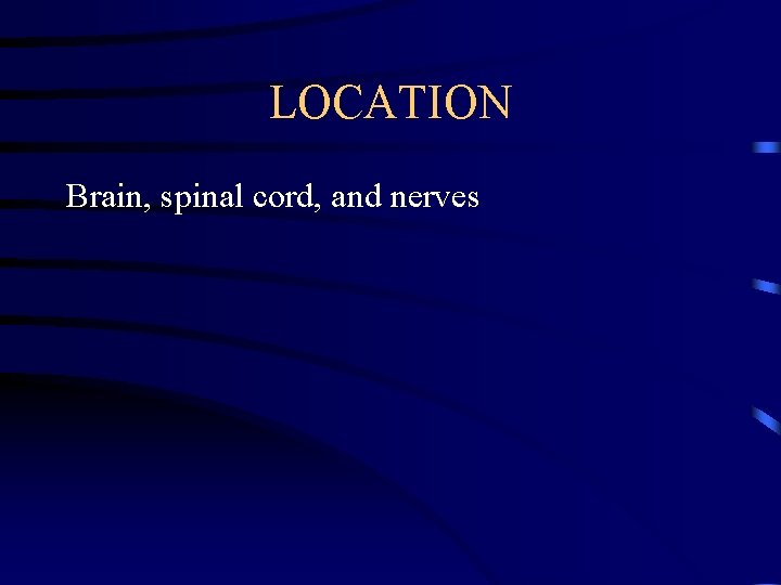 LOCATION Brain, spinal cord, and nerves 
