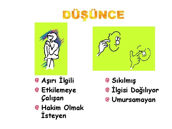 Aşırı İlgili Etkilemeye Çalışan Hakim Olmak İsteyen Sıkılmış İlgisi Dağılıyor Umursamayan 