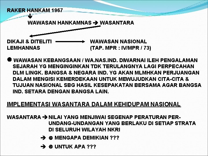 RAKER HANKAM 1967 WAWASAN HANKAMNAS WASANTARA DIKAJI & DITELITI LEMHANNAS WAWASAN NASIONAL (TAP. MPR