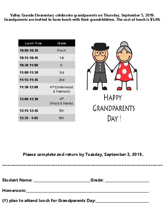 Valley Grande Elementary September Newsletter Important Dates Attendance