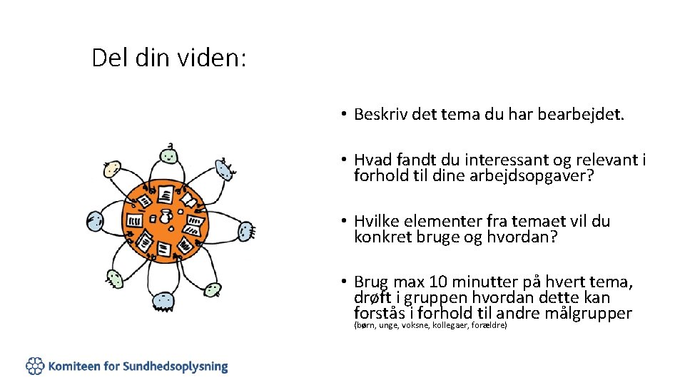 Del din viden: • Beskriv det tema du har bearbejdet. • Hvad fandt du