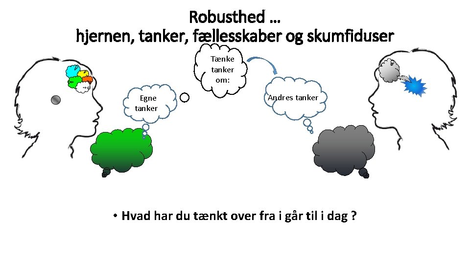 Robusthed … hjernen, tanker, fællesskaber og skumfiduser Tænke tanker om: Egne tankerk er Andres