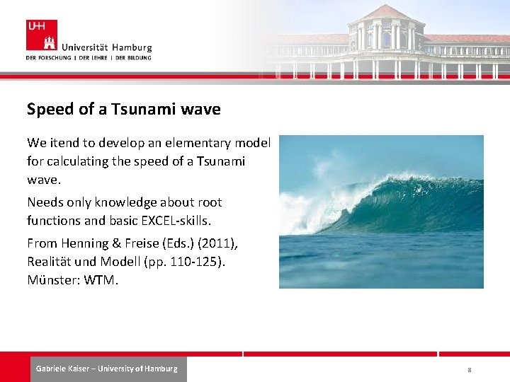 Speed of a Tsunami wave We itend to develop an elementary model for calculating