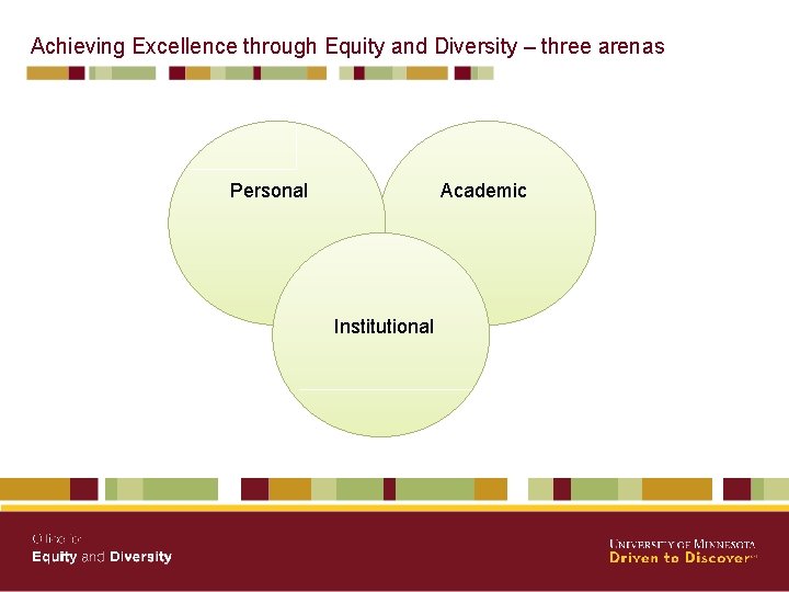 Achieving Excellence through Equity and Diversity – three arenas Personal Academic Institutional 