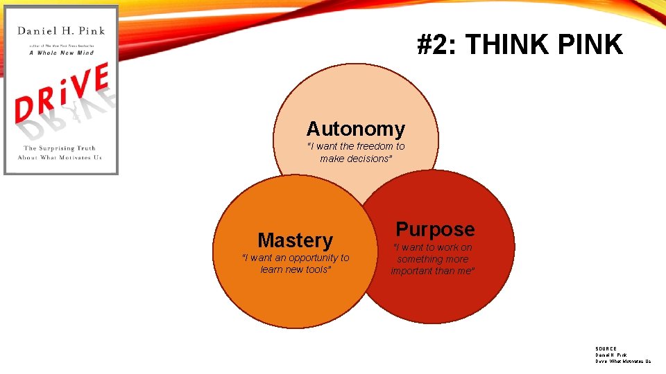#2: THINK PINK Autonomy “I want the freedom to make decisions” Mastery “I want
