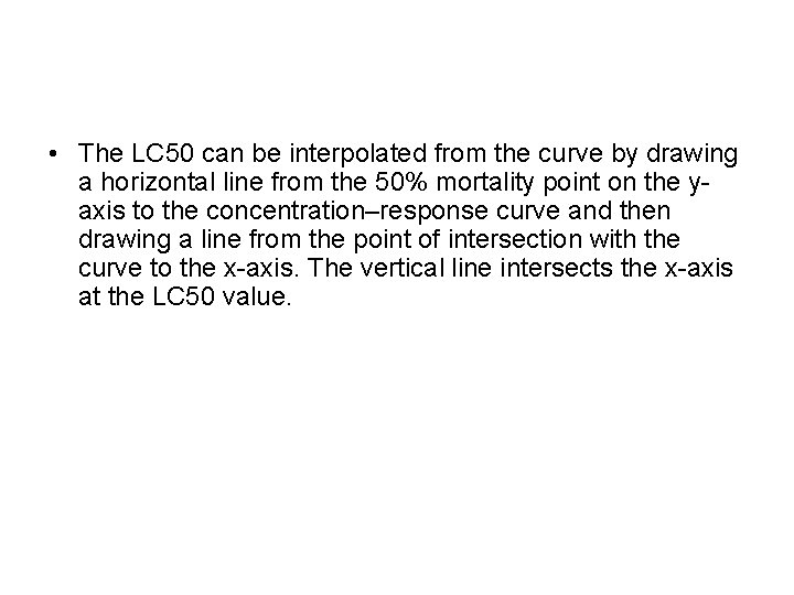  • The LC 50 can be interpolated from the curve by drawing a