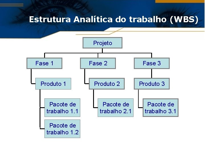 Estrutura Analítica do trabalho (WBS) Projeto Fase 1 Produto 1 Pacote de trabalho 1.