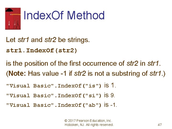 Index. Of Method Let str 1 and str 2 be strings. str 1. Index.