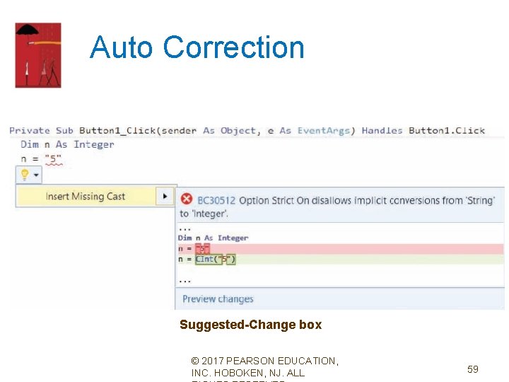 Auto Correction Suggested-Change box © 2017 PEARSON EDUCATION, INC. HOBOKEN, NJ. ALL 59 