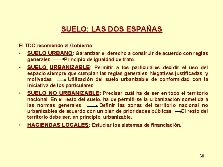 SUELO: LAS DOS ESPAÑAS El TDC recomendó al Gobierno • SUELO URBANO: Garantizar el