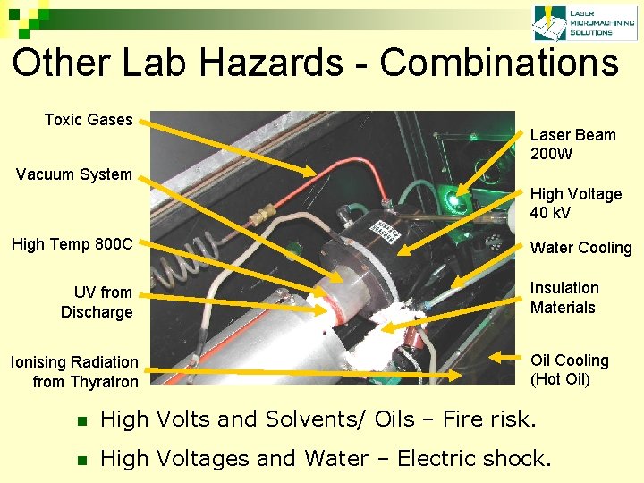 Other Lab Hazards - Combinations Toxic Gases Laser Beam 200 W Vacuum System High