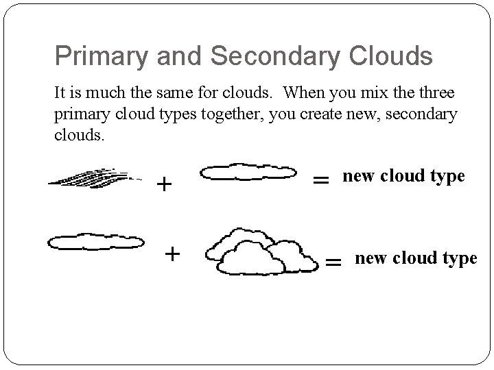 Primary and Secondary Clouds It is much the same for clouds. When you mix