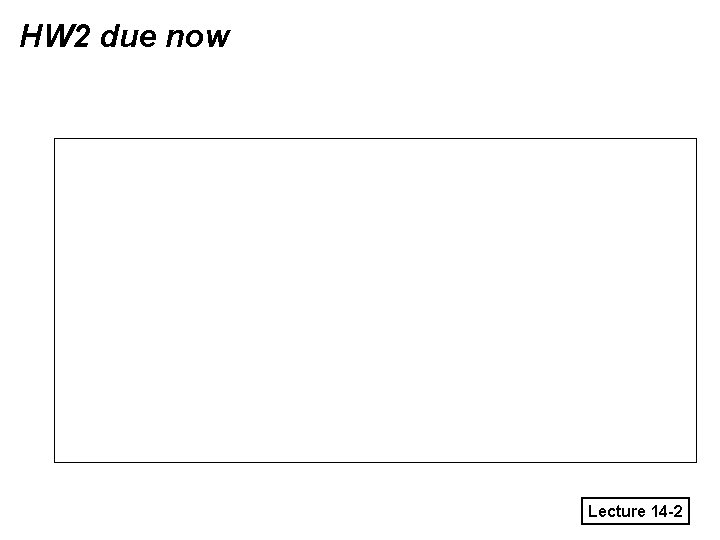 HW 2 due now Lecture 14 -2 