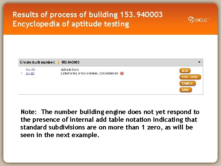 Results of process of building 153. 940003 Encyclopedia of aptitude testing Note: The number
