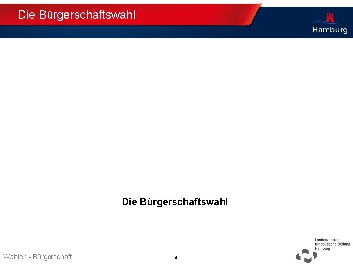 Die Bürgerschaftswahl Thema TT. MM. JJJJ Wahlen - Bürgerschaft -6 - Absender 